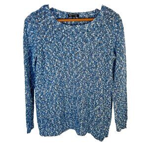 Buffalo - Women's S Sweater Blue White Marled Crew Neck Long Sleeve